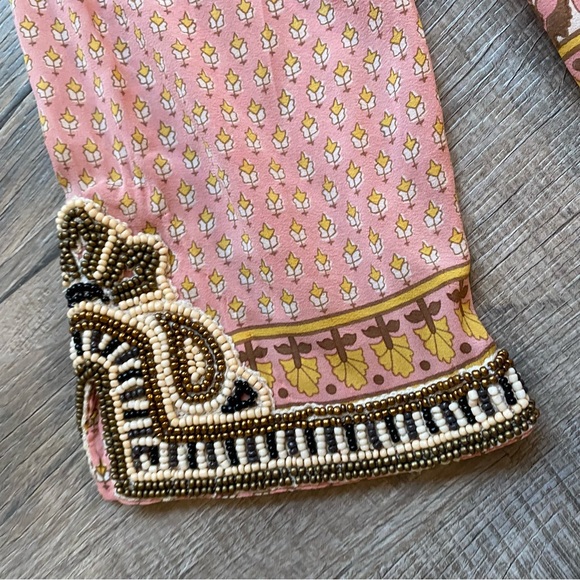 Calypso St. Barth Long Sleeve Beaded Caftan with Tassel Front Size Large - Picture 4 of 5